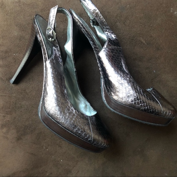 Calvin Klein Shoes - Calvin Klein Metallic Snakeskin Platform Heels